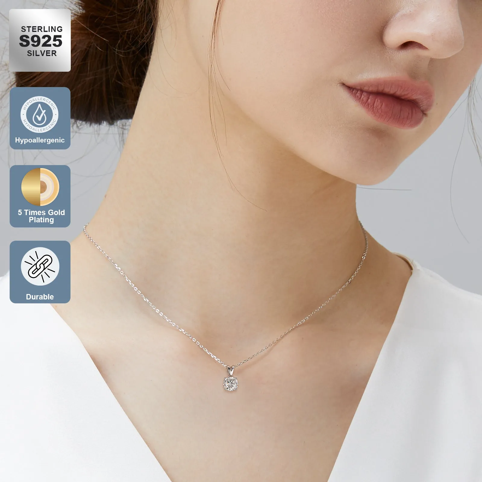 0.5~4.0 Carats VVS1 Moissanite  Pendant Necklace for Women 0413