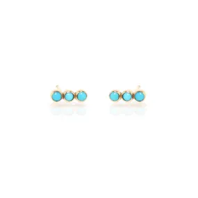 14k 3 Turquoise Bezel Studs