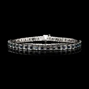 14K White Gold Estate Sapphire and Diamond Bracelet