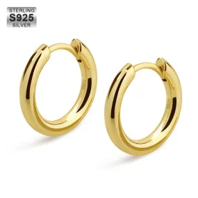 15mm 14K Gold/White Gold Sterling Silver Hoop Mens Earrings KRKC