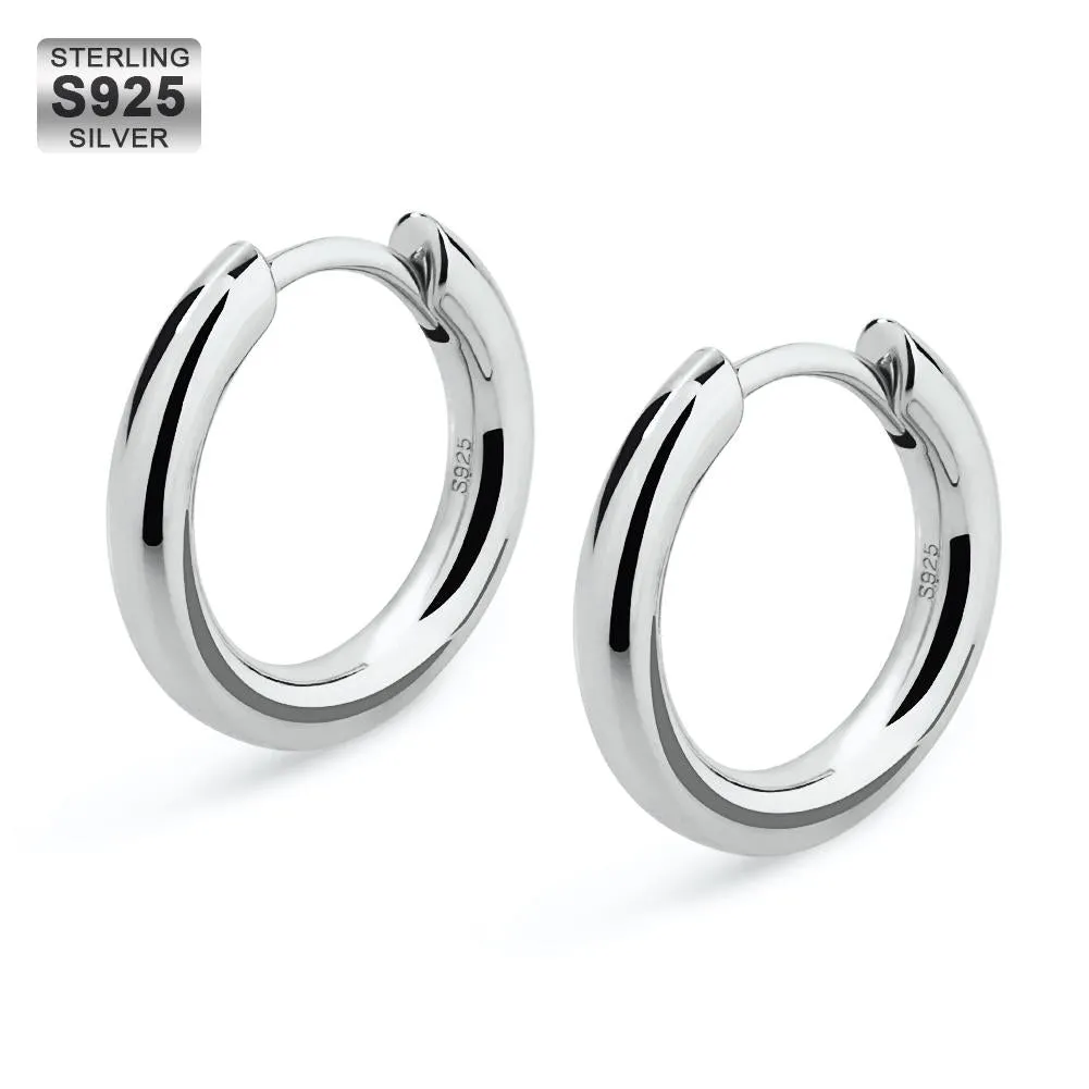 15mm 14K Gold/White Gold Sterling Silver Hoop Mens Earrings KRKC