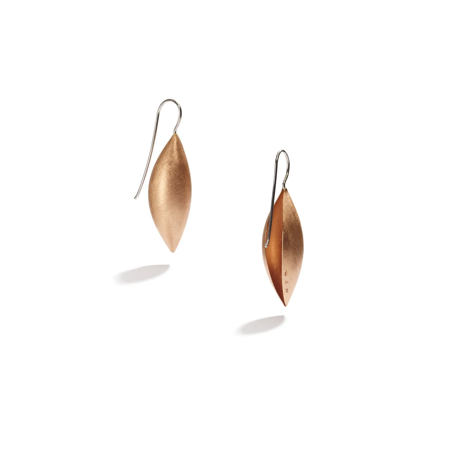 18K Rose Gold Cocoon Pendant Earrings~32mm