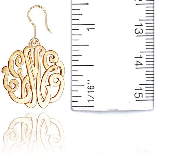 24K Gold Plated Monogram Dangle Earrings