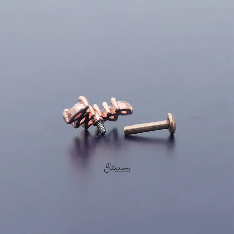 6 Marquise CZ Set Curve Top Cartilage/Tragus Flat Back Studs - Rose Gold