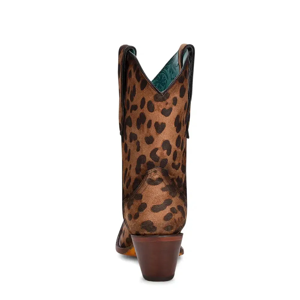 A4245 - Corral brown leopard western leather mid calf boots for women