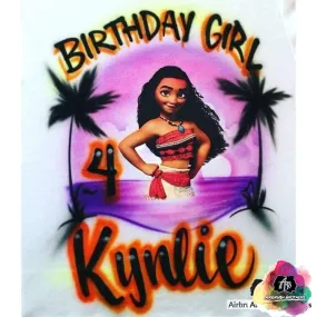 Airbrush Moana Birthday Girl Shirt Design