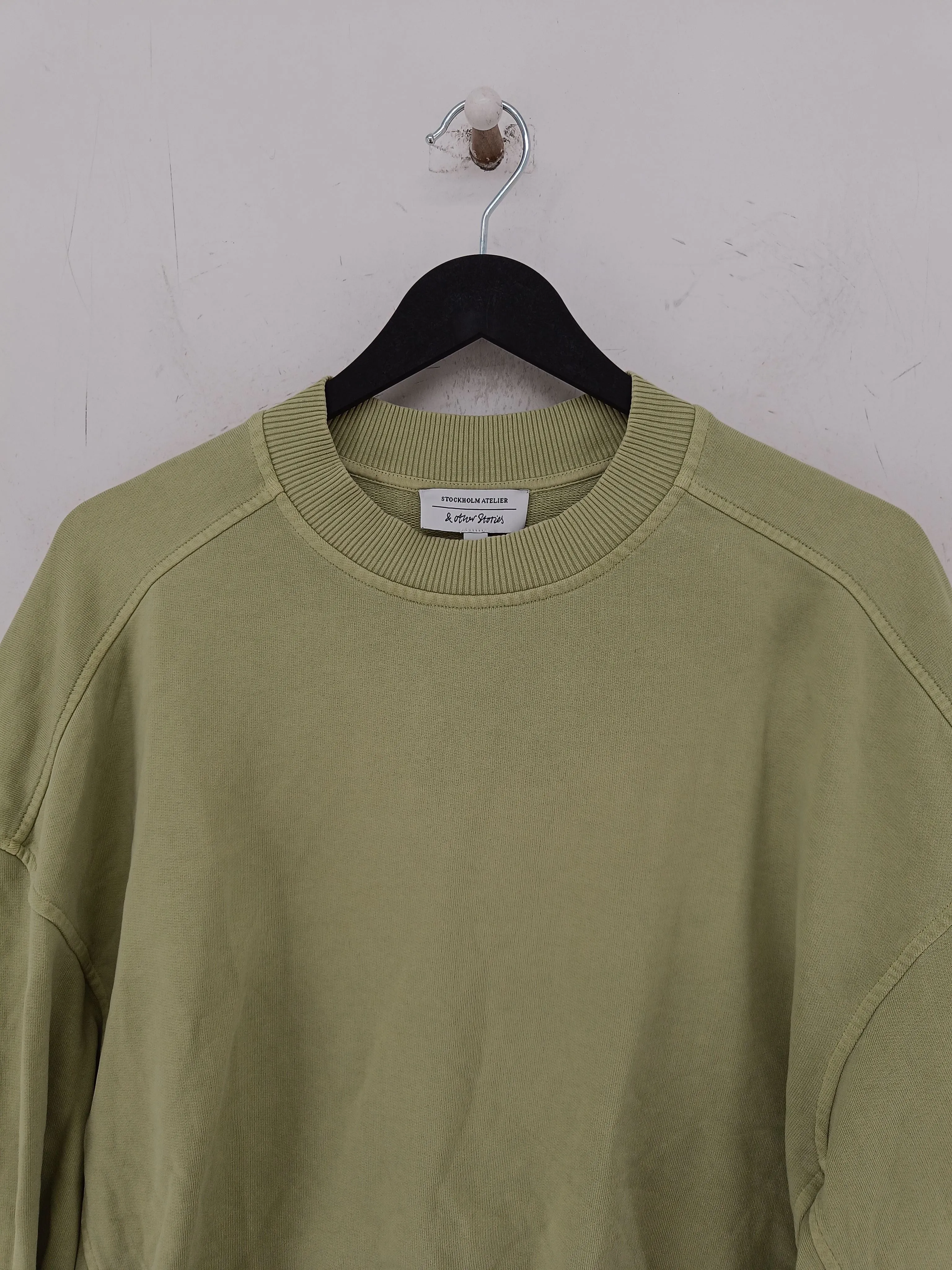 & Other Stories Men's Jumper S Green 100% Cotton