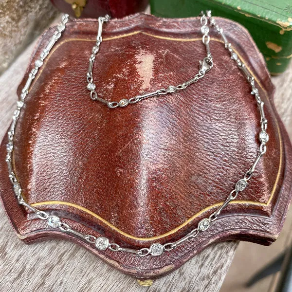 Antique Old Mine Diamond by the Yard Necklace