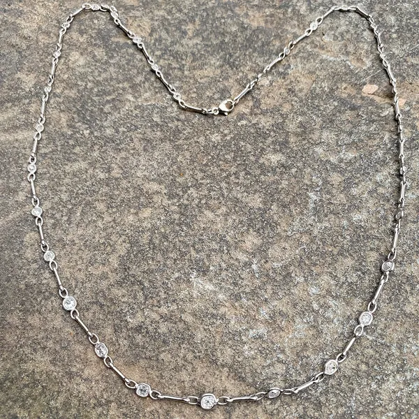 Antique Old Mine Diamond by the Yard Necklace