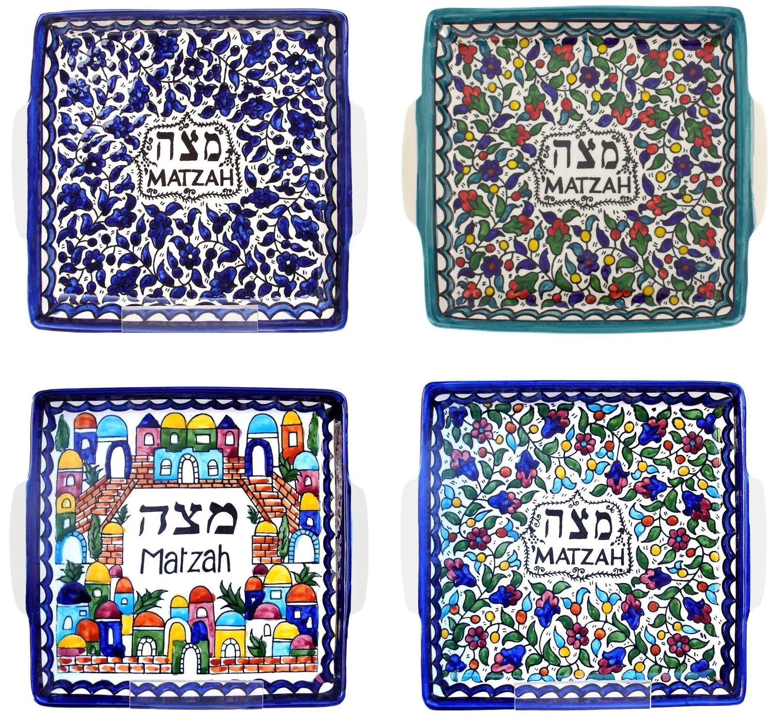 Armenian Ceramic Passover Matza Plate for Jewish Table