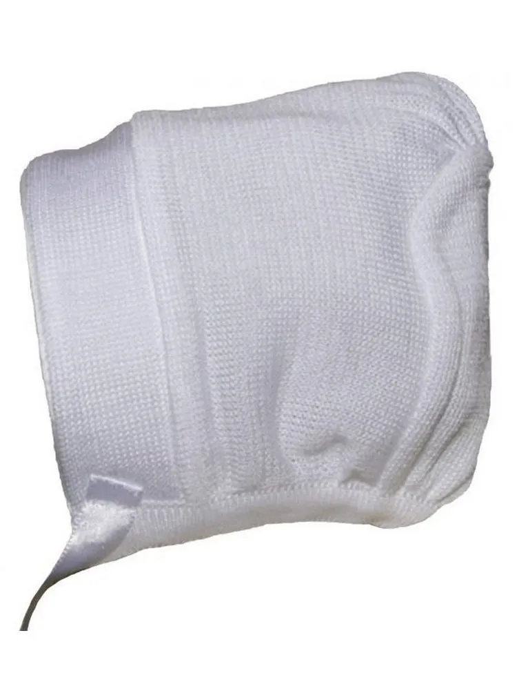 Baby Boys White Cotton Knit Hat 0-24M