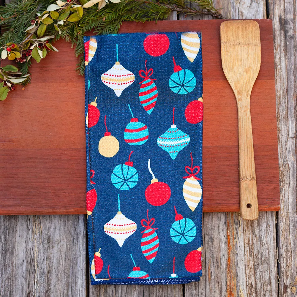 Bauble Ornaments blu Kitchen Tea Towel