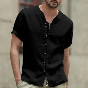 Black Retro-style Cotton Holiday Shirt For Men