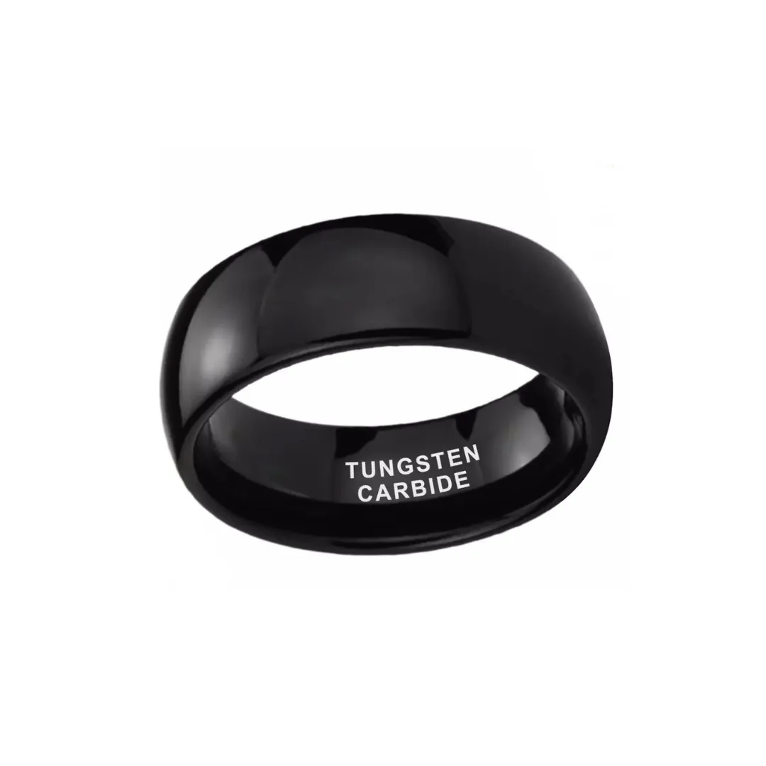 BLACK ROUNDED TUNGSTEN BAND