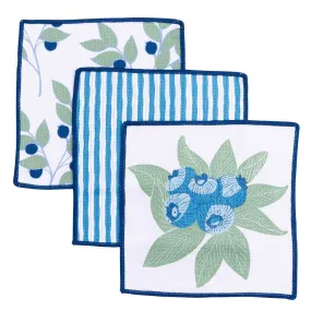 Blueberry Bunch blu Kitchen Dish Cloths (Set of 3)