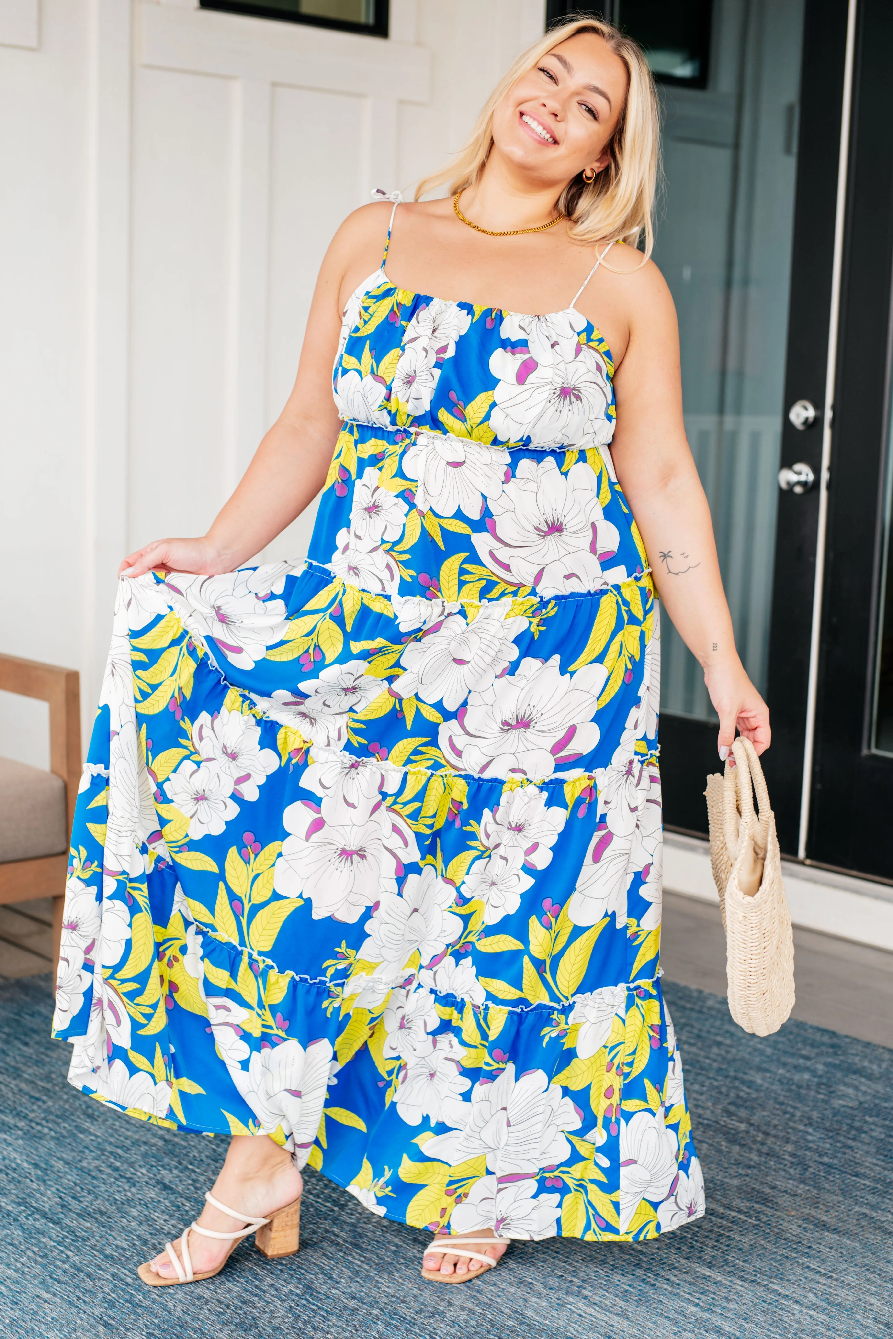 Booking Flights Tiered Maxi Dress