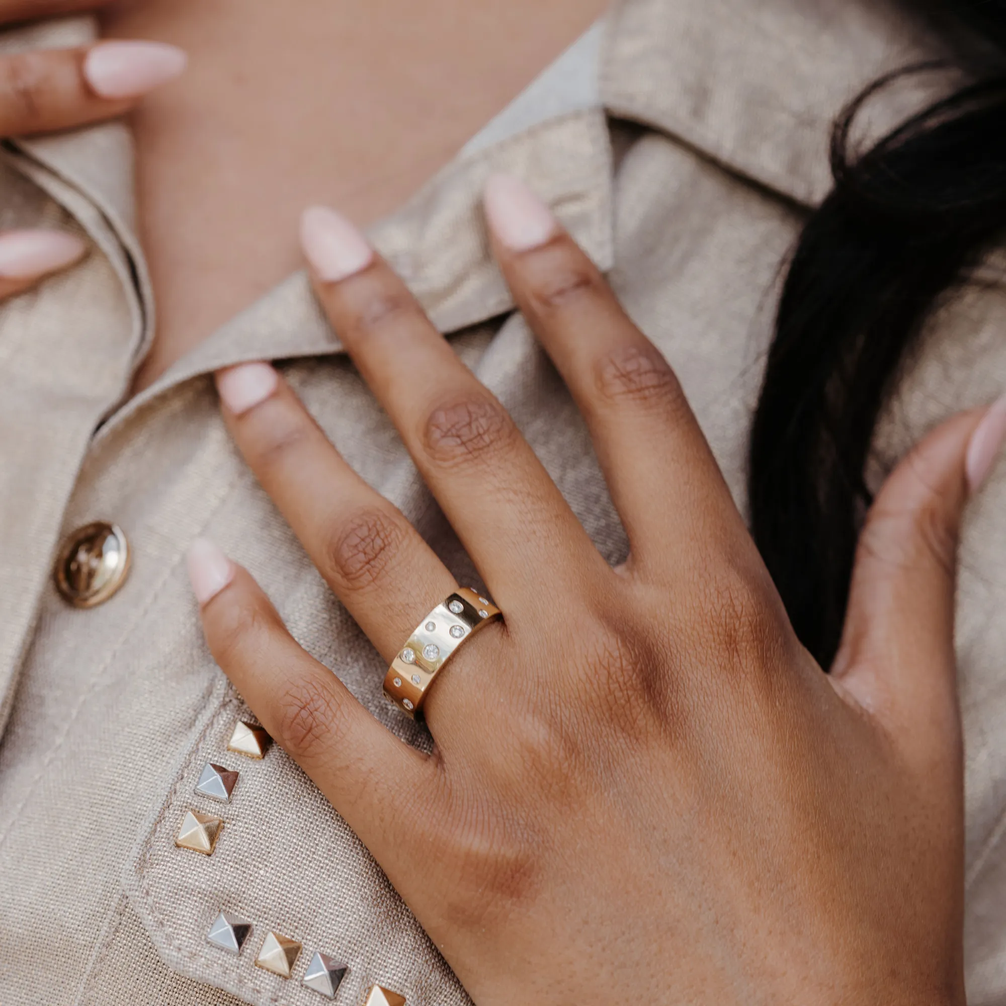 Burnished-Set Diamond Ring