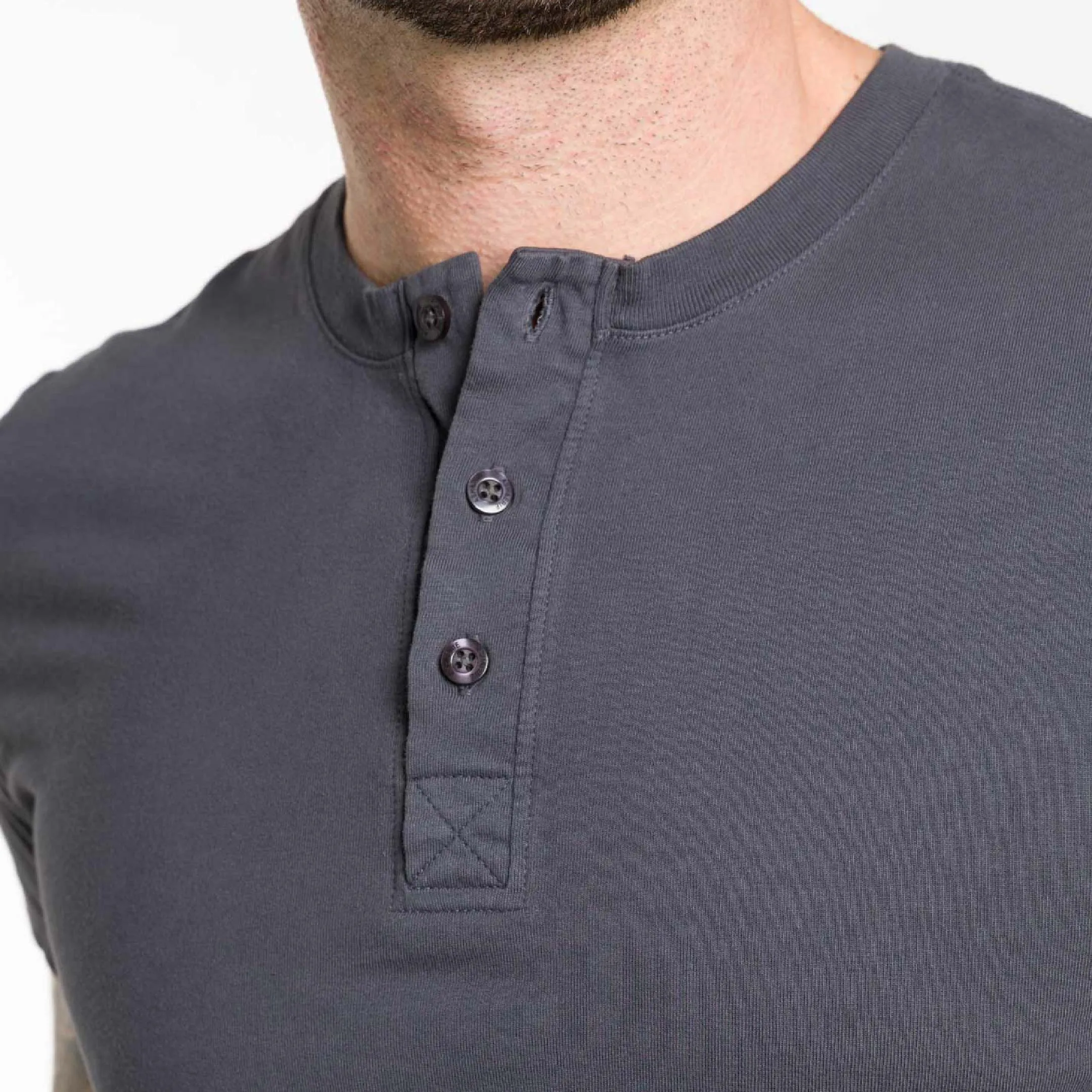 Charcoal Short Sleeve Pima Cotton Henley