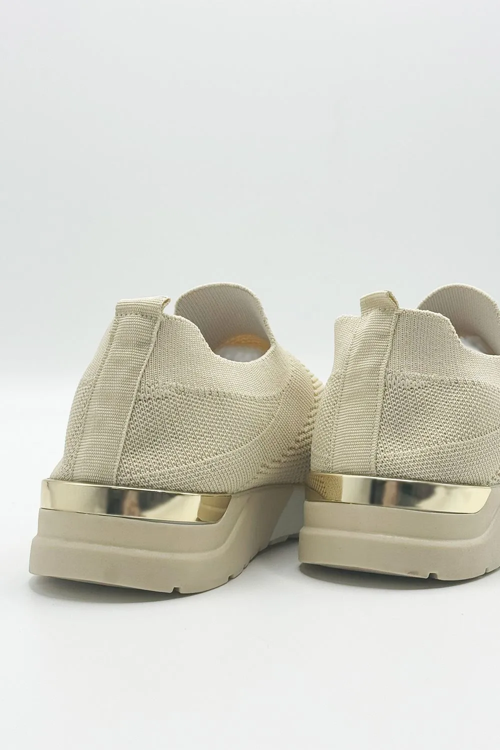 Chelsey Slip On Trainers in Beige