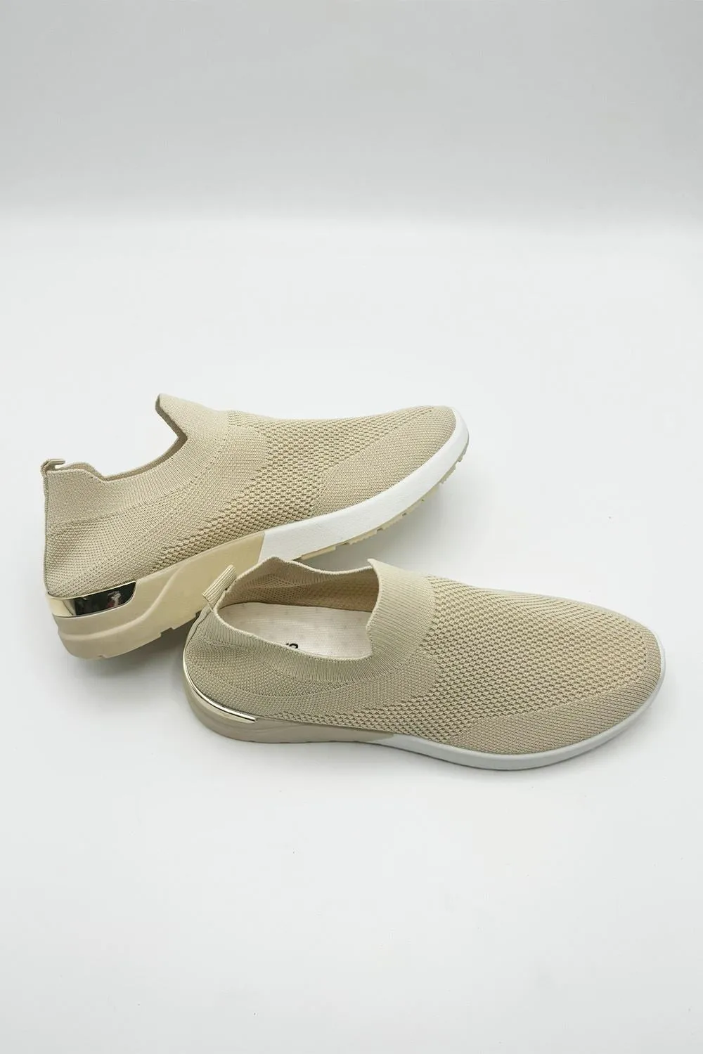 Chelsey Slip On Trainers in Beige