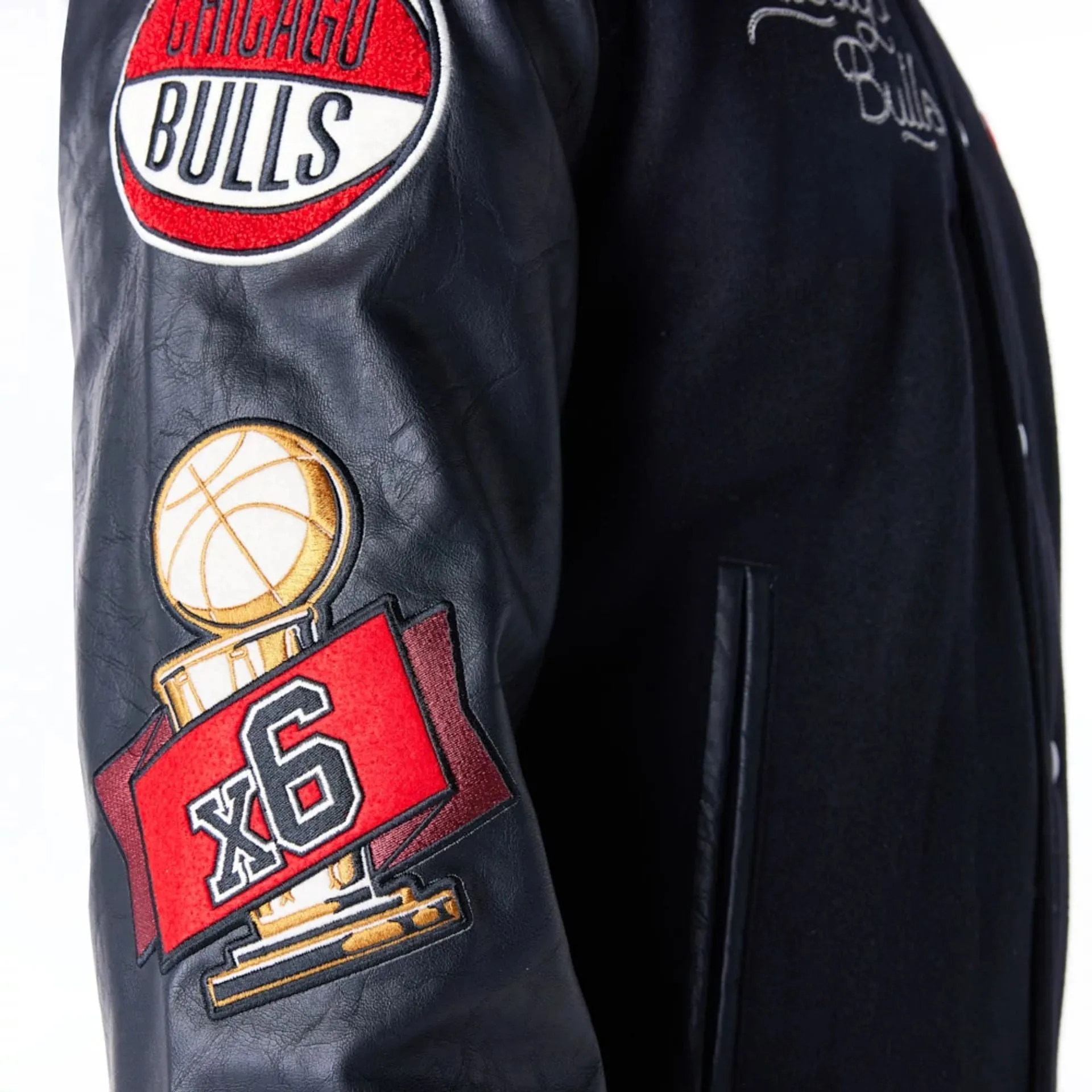 Chicago Bulls NBA Patch Black and Red Varsity Jacket