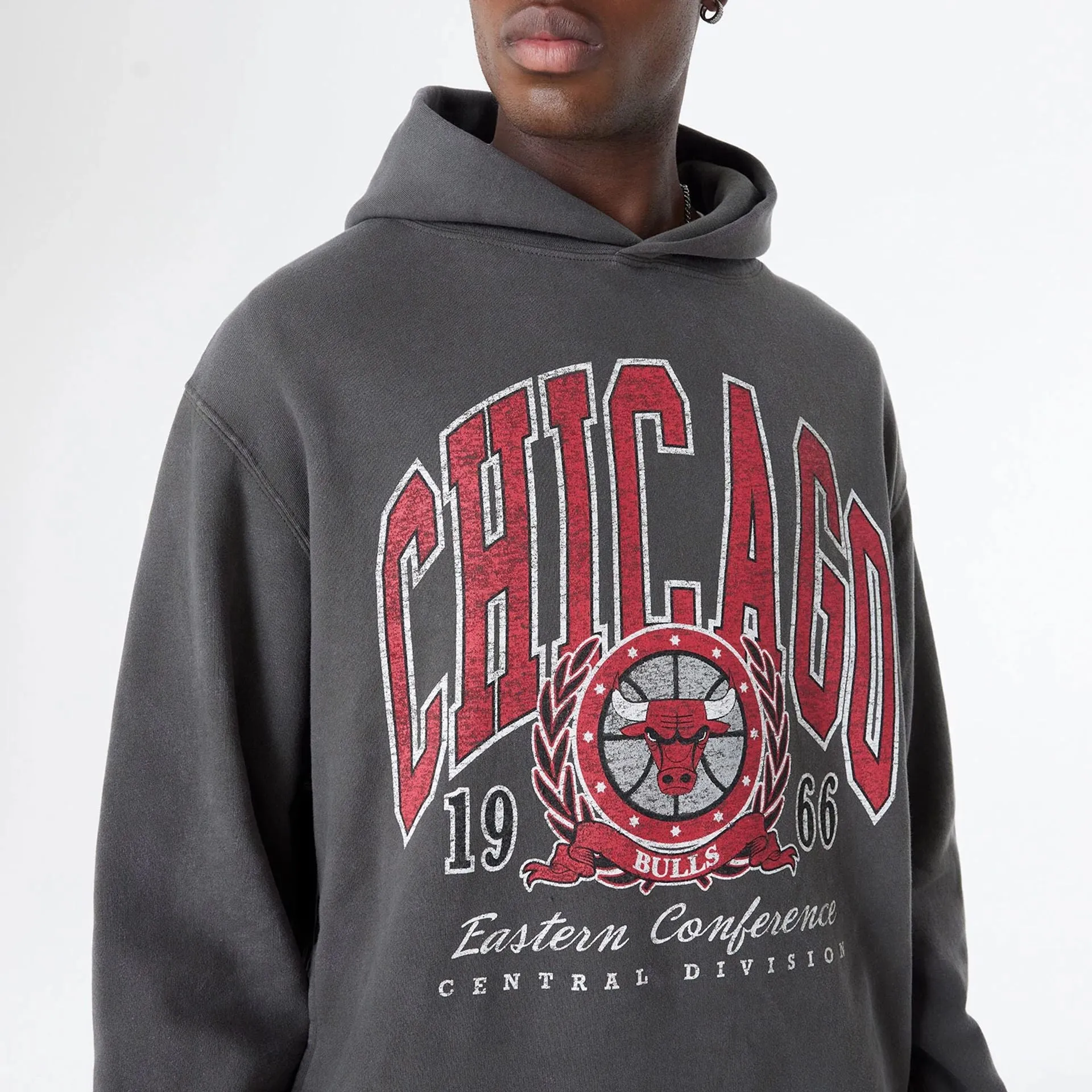 Chicago Bulls Oversized Essential Dark Grey Oversized Pullover Hoodie