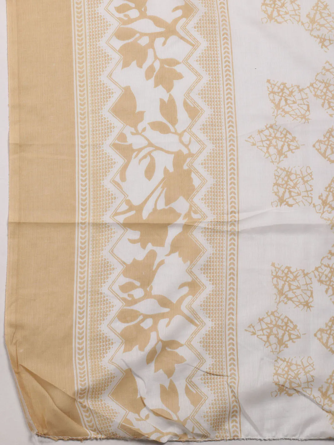 Chikan Print Cotton Unstitched Suit Piece With Dupatta