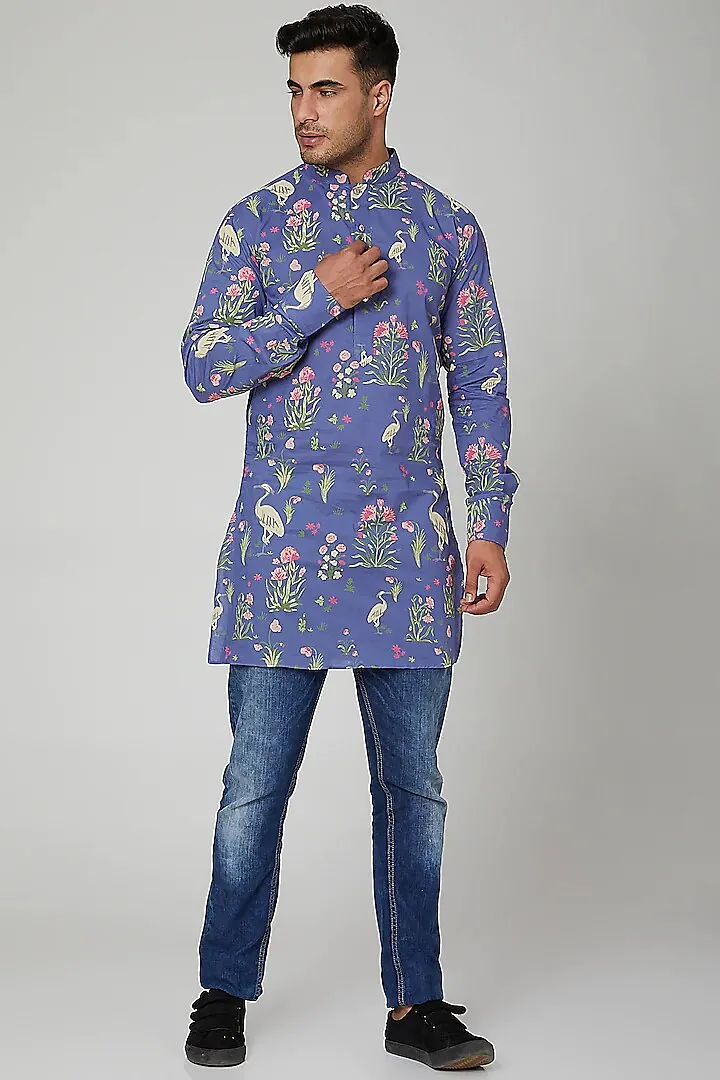 Cobalt Floral Kurta