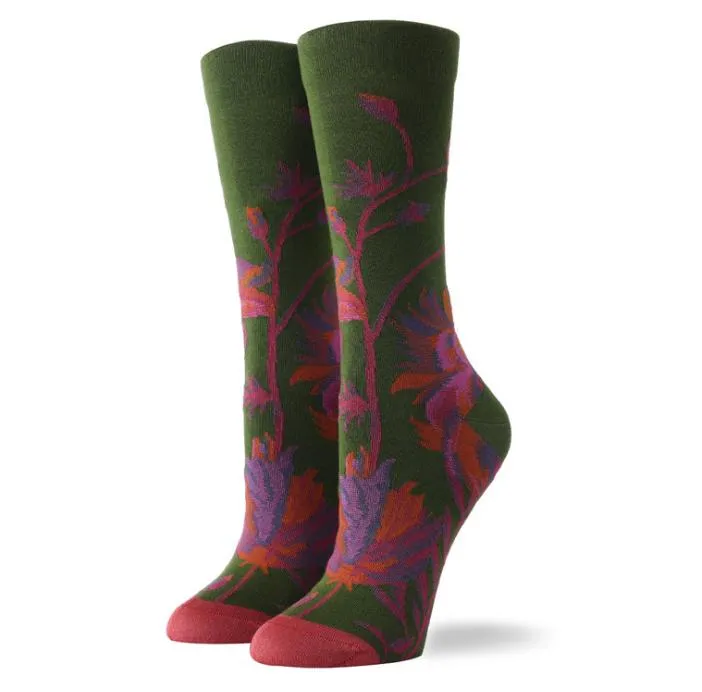 Crew Socks | Funky Socks - Green Floral