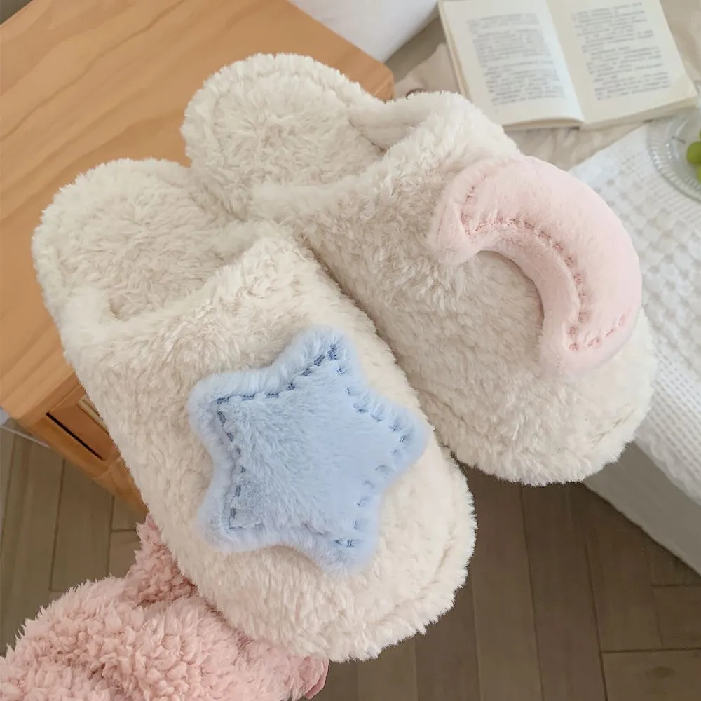 Cute Moon Star Plush Cotton Slippers MK19176