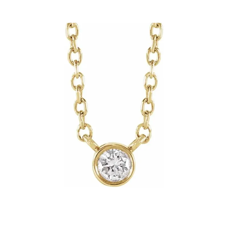 Dainty Diamond Bezel Necklace | .03ctw |  14k Yellow Gold