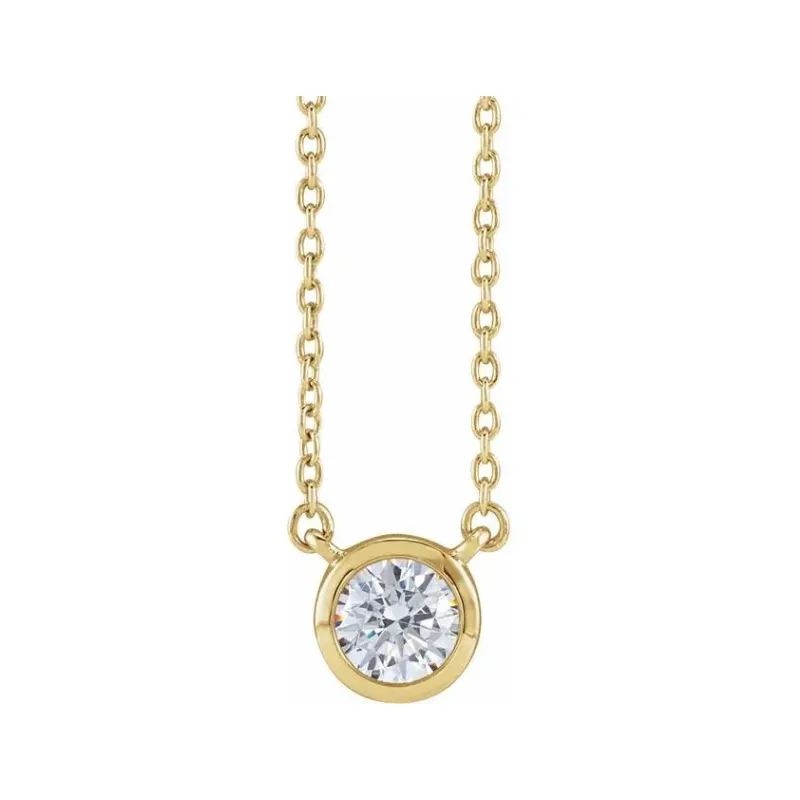 Dainty Diamond Bezel Necklace | .03ctw |  14k Yellow Gold