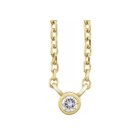 Dainty Diamond Bezel Necklace | .03ctw |  14k Yellow Gold