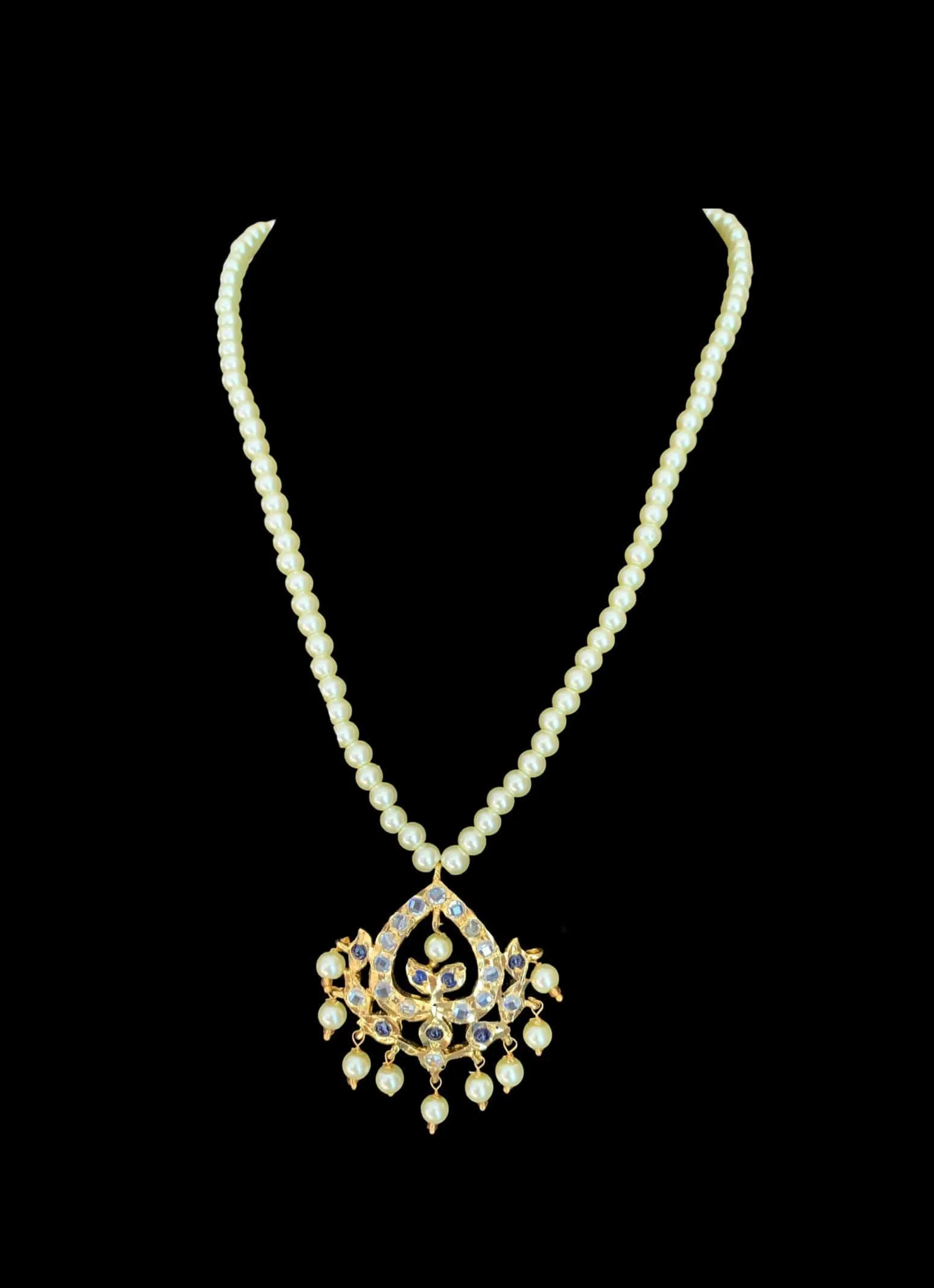 Diana sapphire   pendant set with Chandbali(SHIPS IN 4 WEEKS )