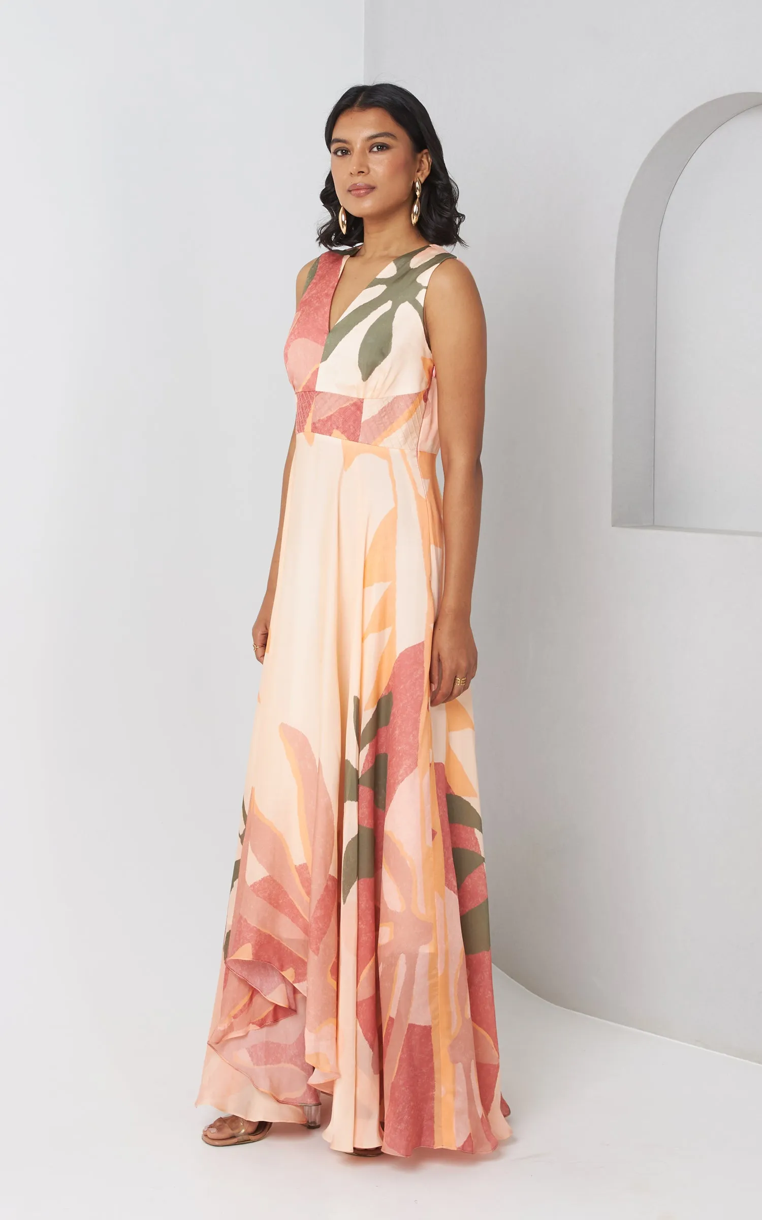 Floral Abstract Printed Long Dress