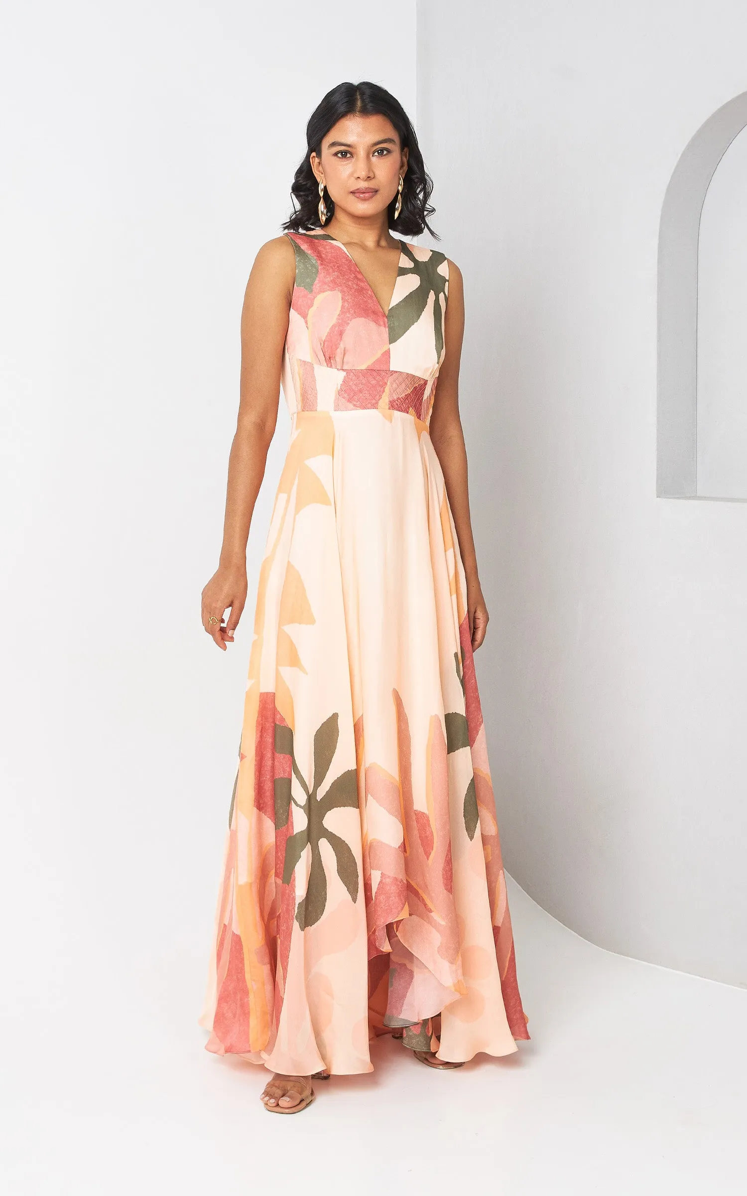 Floral Abstract Printed Long Dress