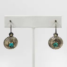 Fox Turquoise Barber Dime Earrings