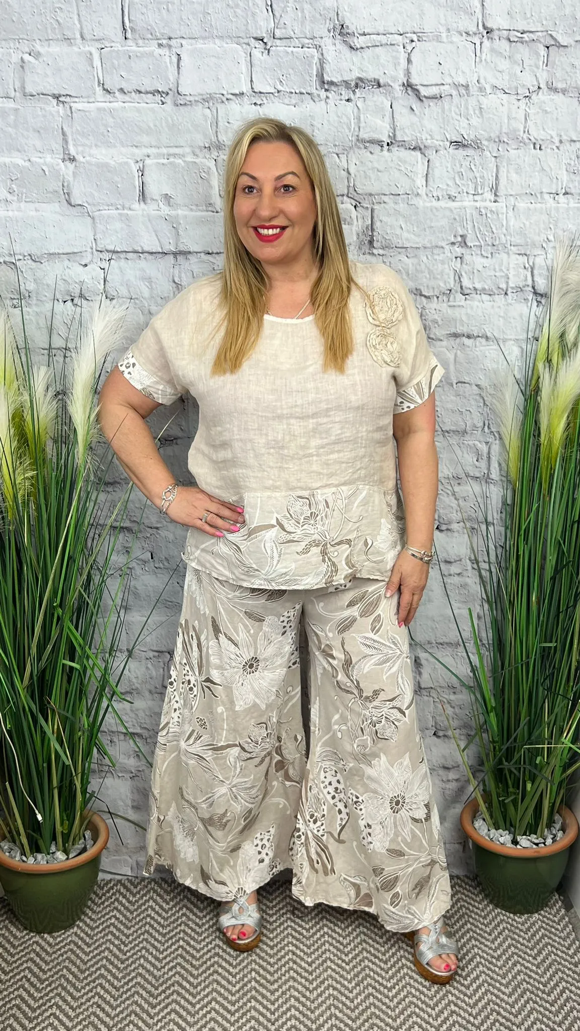 FREDA Floral Linen Two Piece Set