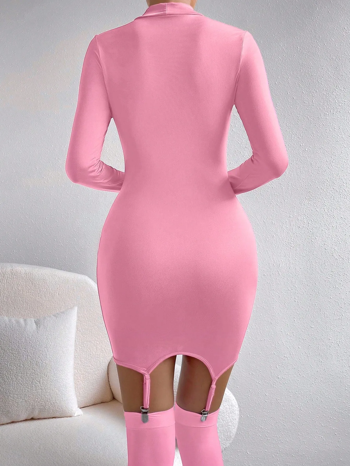 Garter Stocking Open Thumb Bodycon Mini Dress