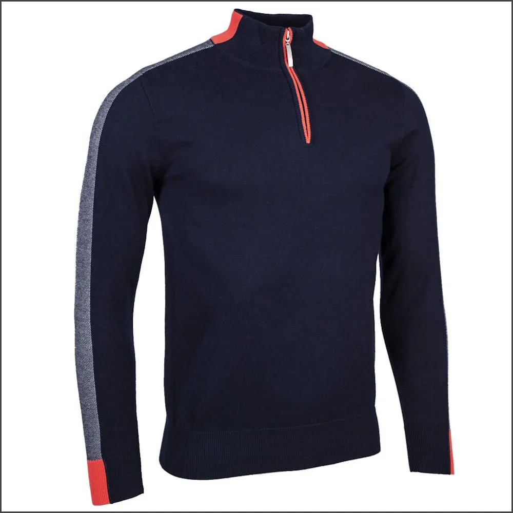 Glenmuir Kipen Quarter Zip Birdseye Sleeve Cotton Sweater.