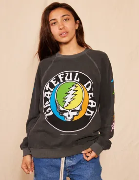 Grateful Dead Dancing Bears Crewneck Sweatshirt, Washed Black