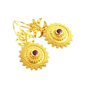 Helios Disc - Heart of Apollo Ruby & 18K Gold Earrings