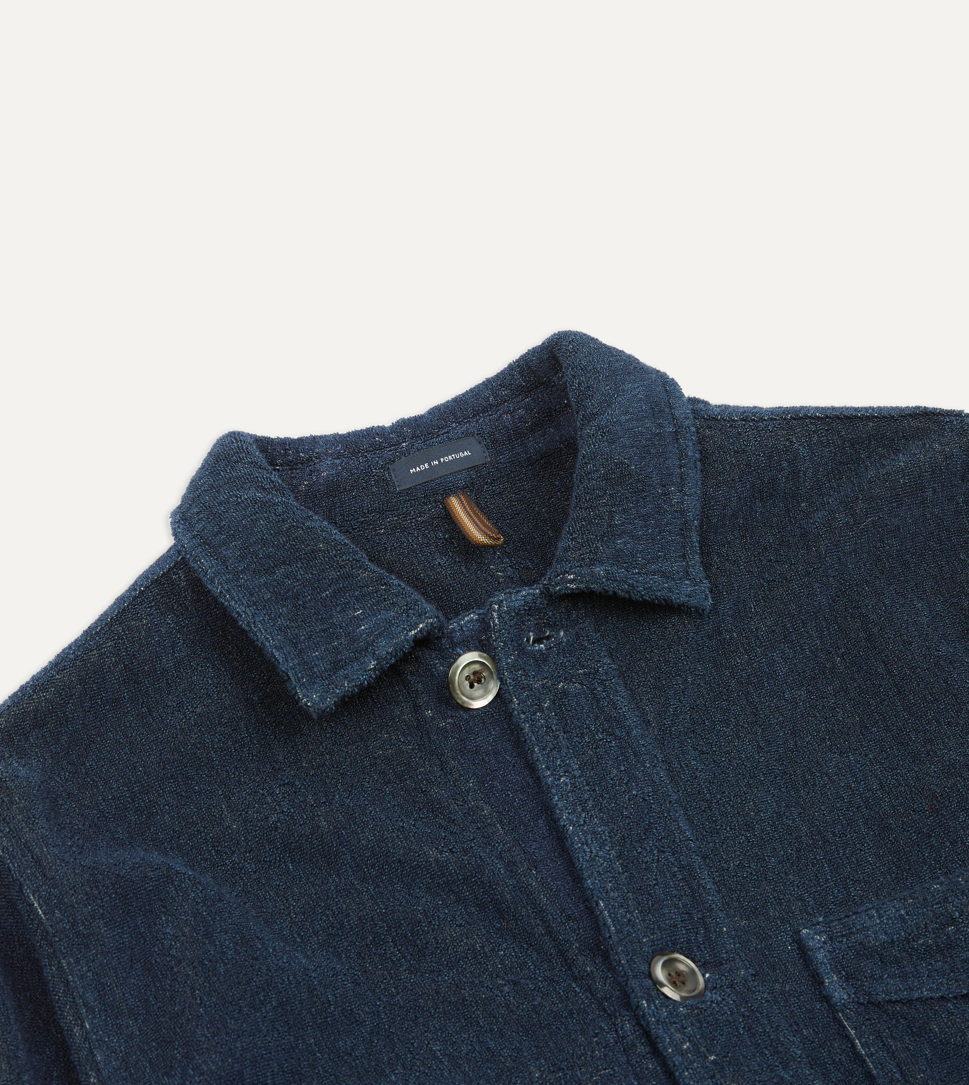 Indigo Cotton Terry Towelling Five-Pocket Chore Jacket