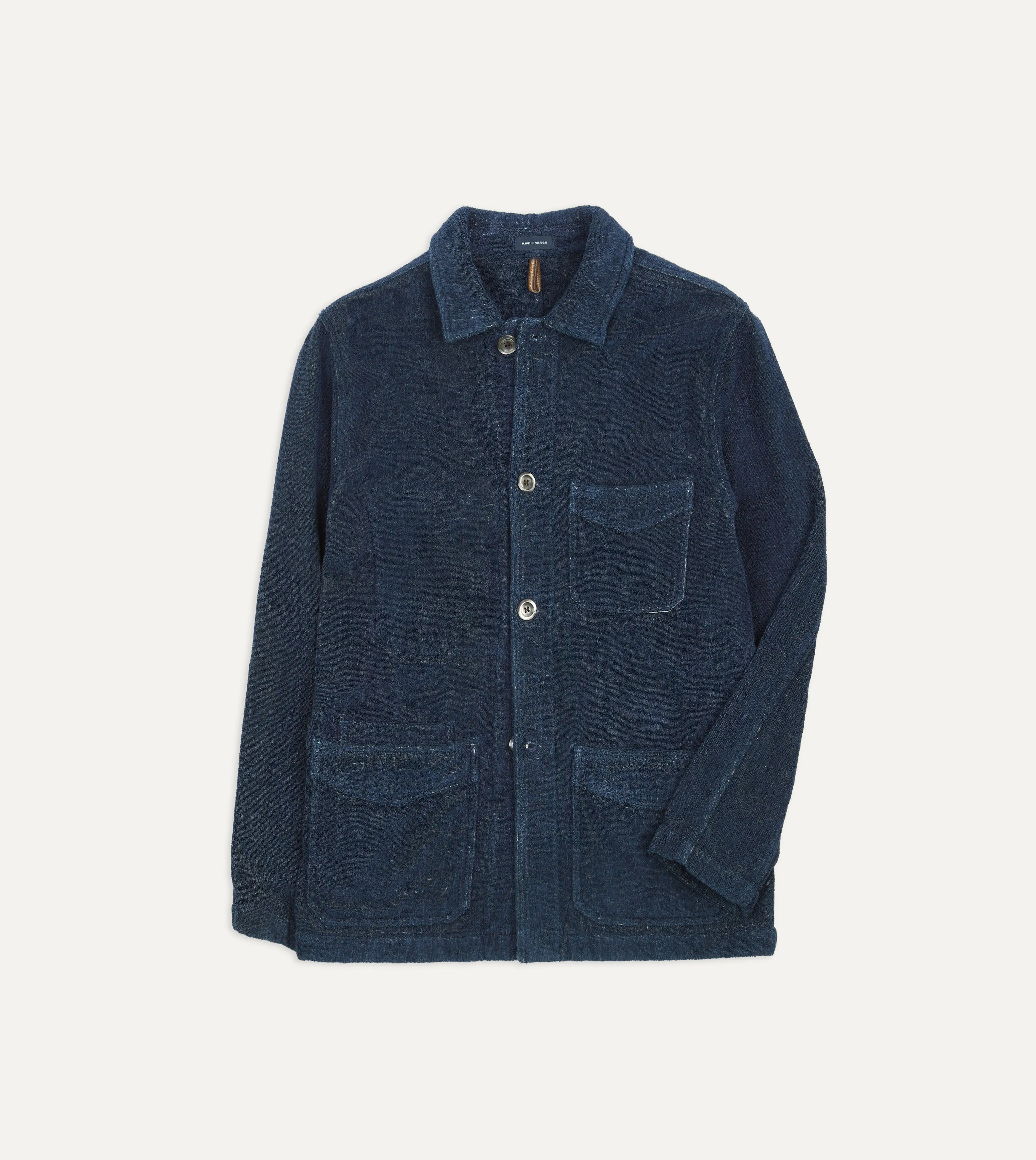 Indigo Cotton Terry Towelling Five-Pocket Chore Jacket