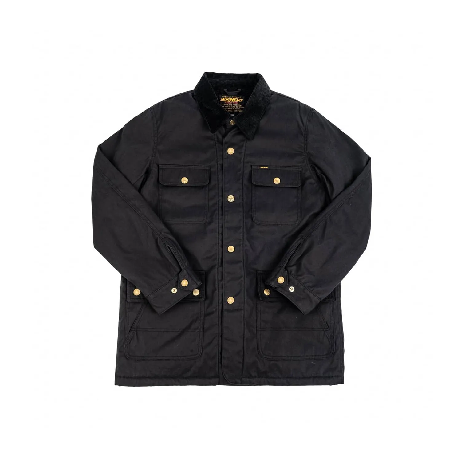 Iron Heart IHJ-114-BLK 7oz Oiled Cotton Chore Jacket Black FINAL SALE