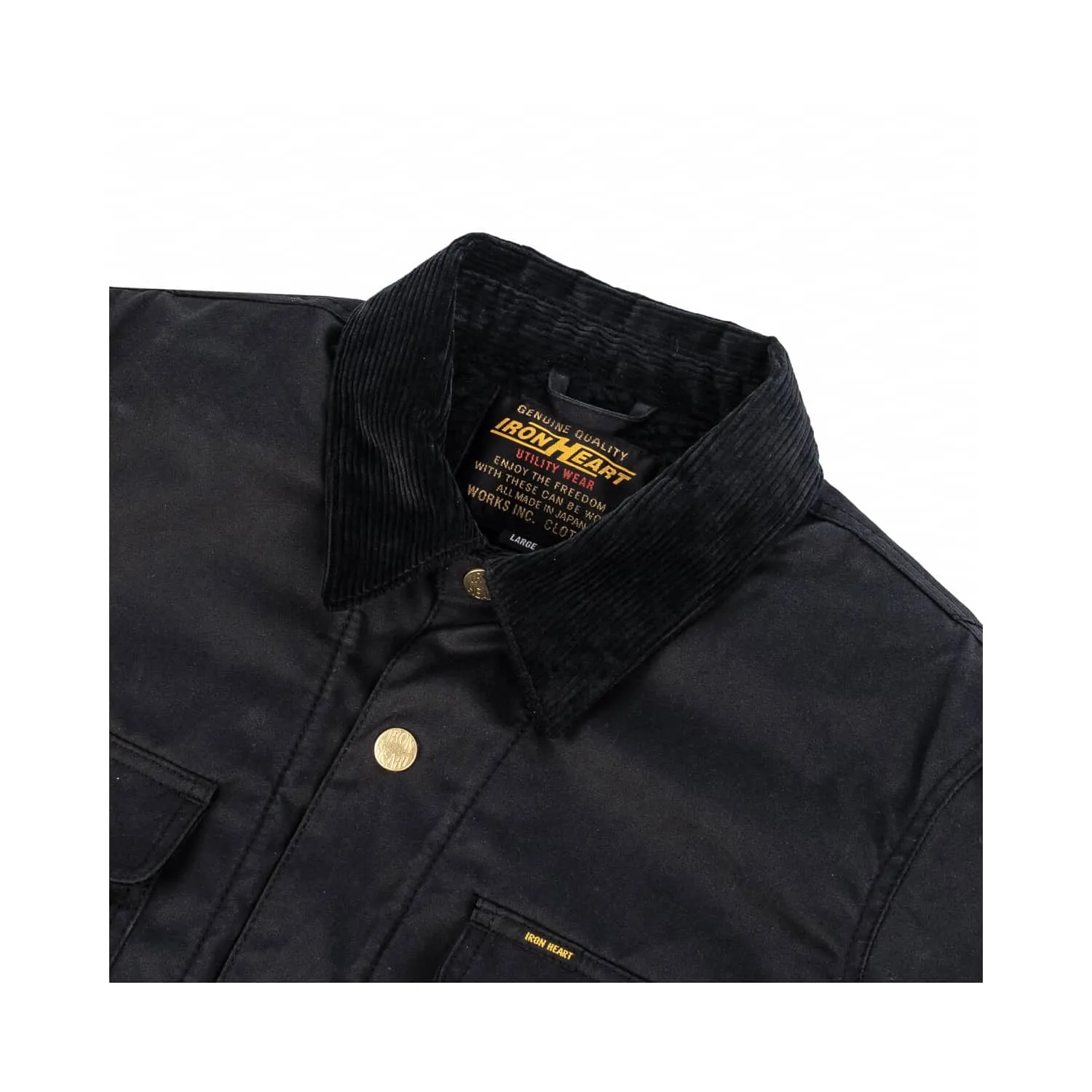 Iron Heart IHJ-114-BLK 7oz Oiled Cotton Chore Jacket Black FINAL SALE