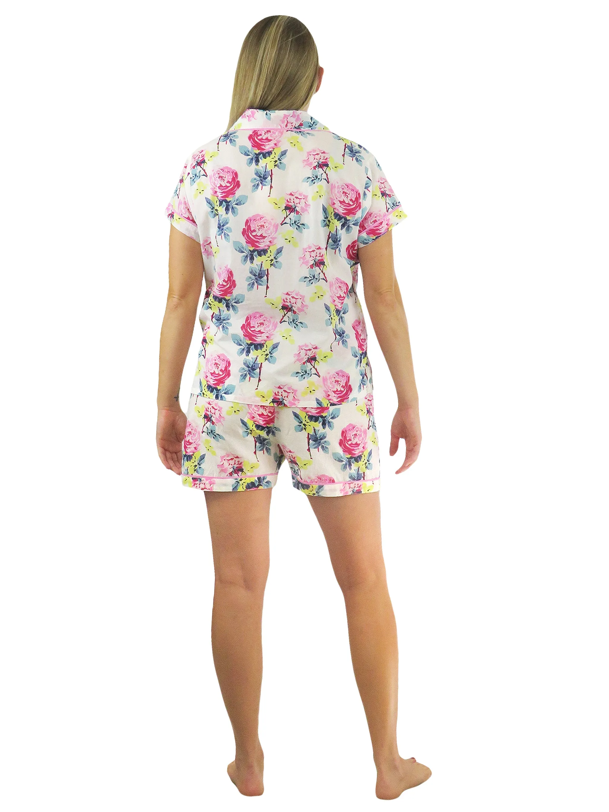 La Cera Floral Boxer Pajama Set