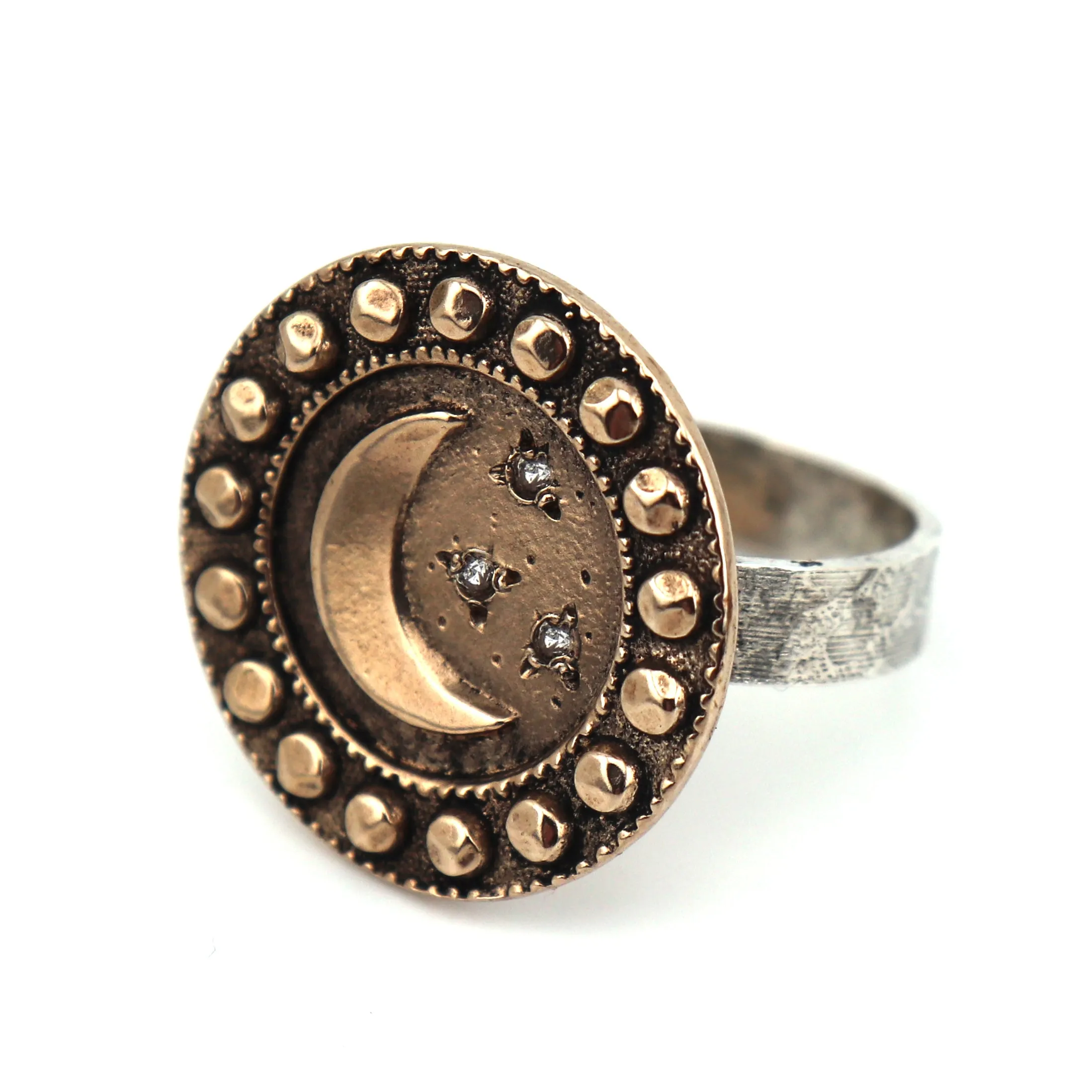 LARGE MOON Diamond Ring - MIXED METAL