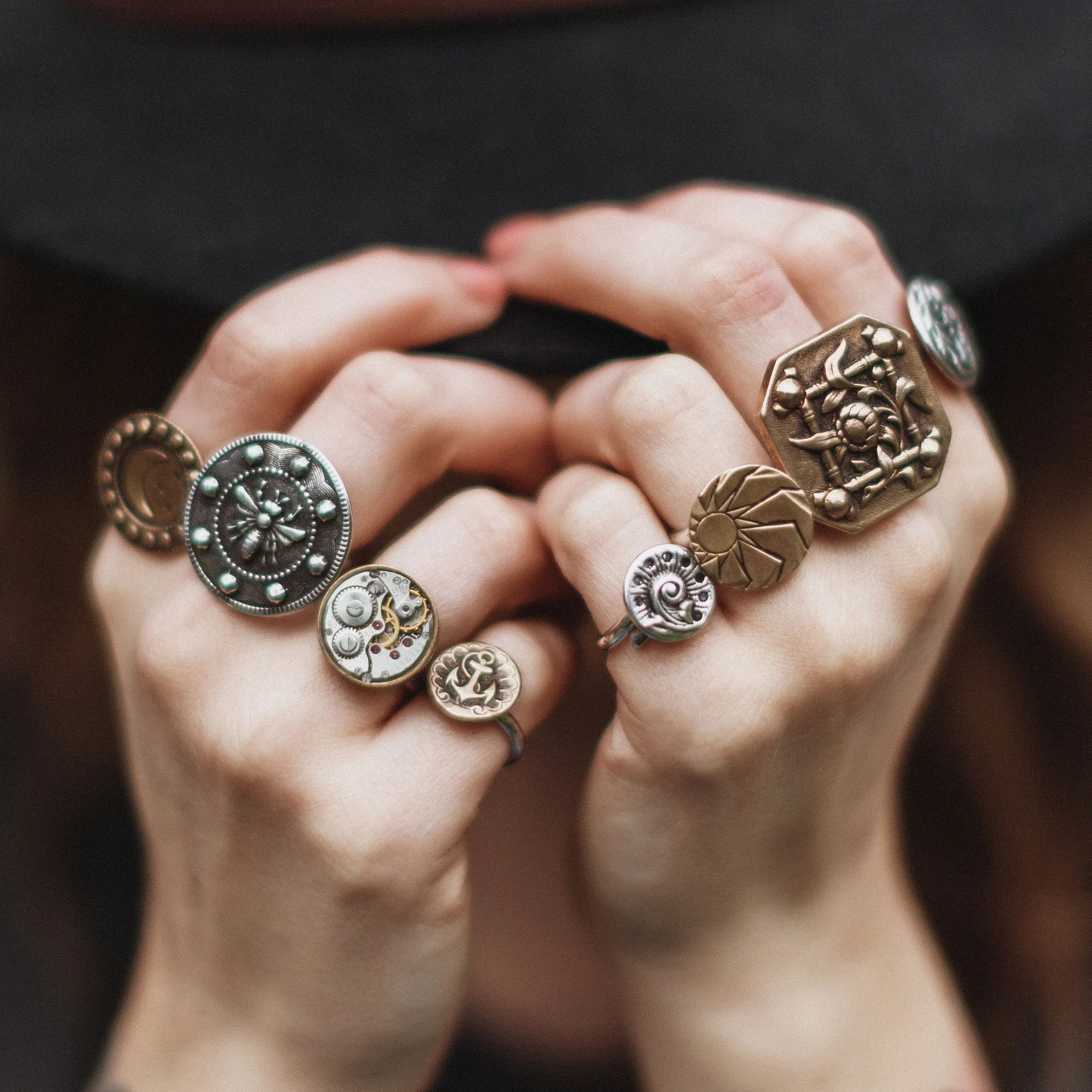 LARGE MOON Diamond Ring - MIXED METAL