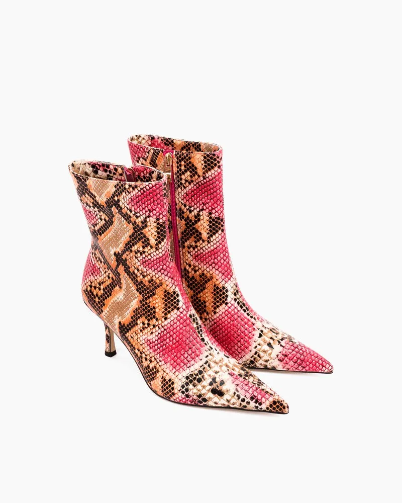 Leopard Pointed Toe Stiletto High Heel Mid Boots